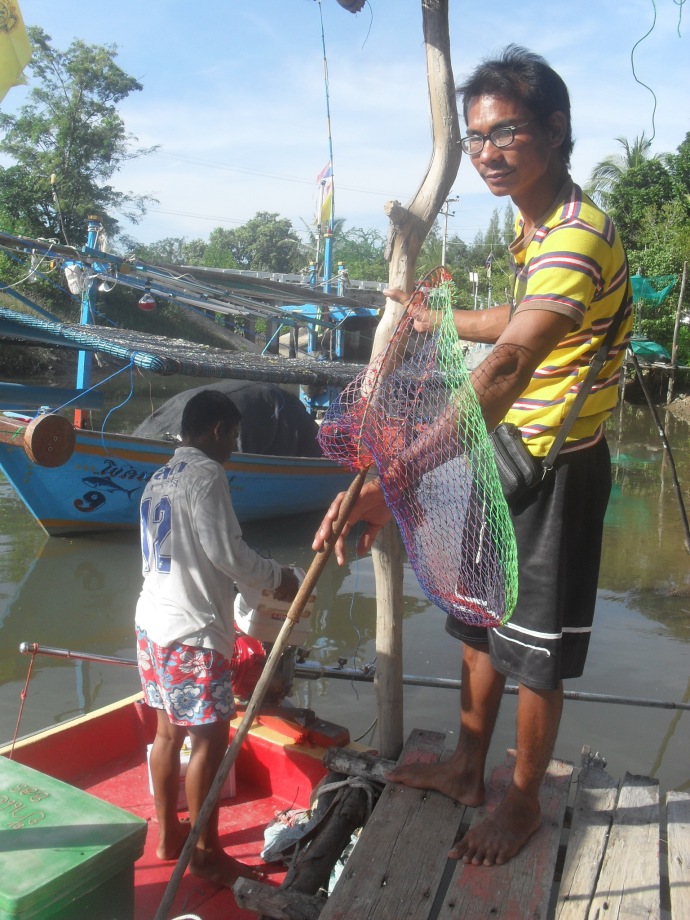 At the inner harbour - Preparing tackle and landing nets for the fishing trip